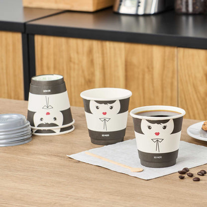 Restpresso 8 oz Madame Paper Coffee Cup - Double Wall - 3 1/2" x 3 1/2" x 3 1/4" - 500 count box