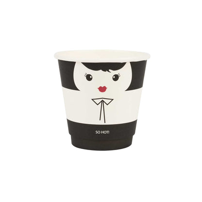 Restpresso 8 oz Madame Paper Coffee Cup - Double Wall - 3 1/2" x 3 1/2" x 3 1/4" - 500 count box