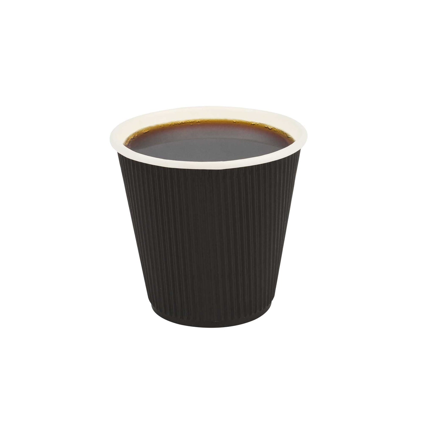 Restpresso 8 oz Round Black Paper Coffee Cup - Ripple Wall - 3 1/2" x 3 1/2" x 3 1/4" - 500 count box