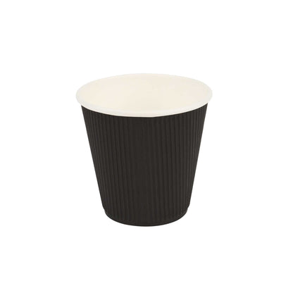 Restpresso 8 oz Black Paper Coffee Cup - Ripple Wall - 3 1/2" x 3 1/2" x 3 1/4" - 25 count box