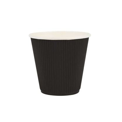 Restpresso 8 oz Black Paper Coffee Cup - Ripple Wall - 3 1/2" x 3 1/2" x 3 1/4" - 25 count box