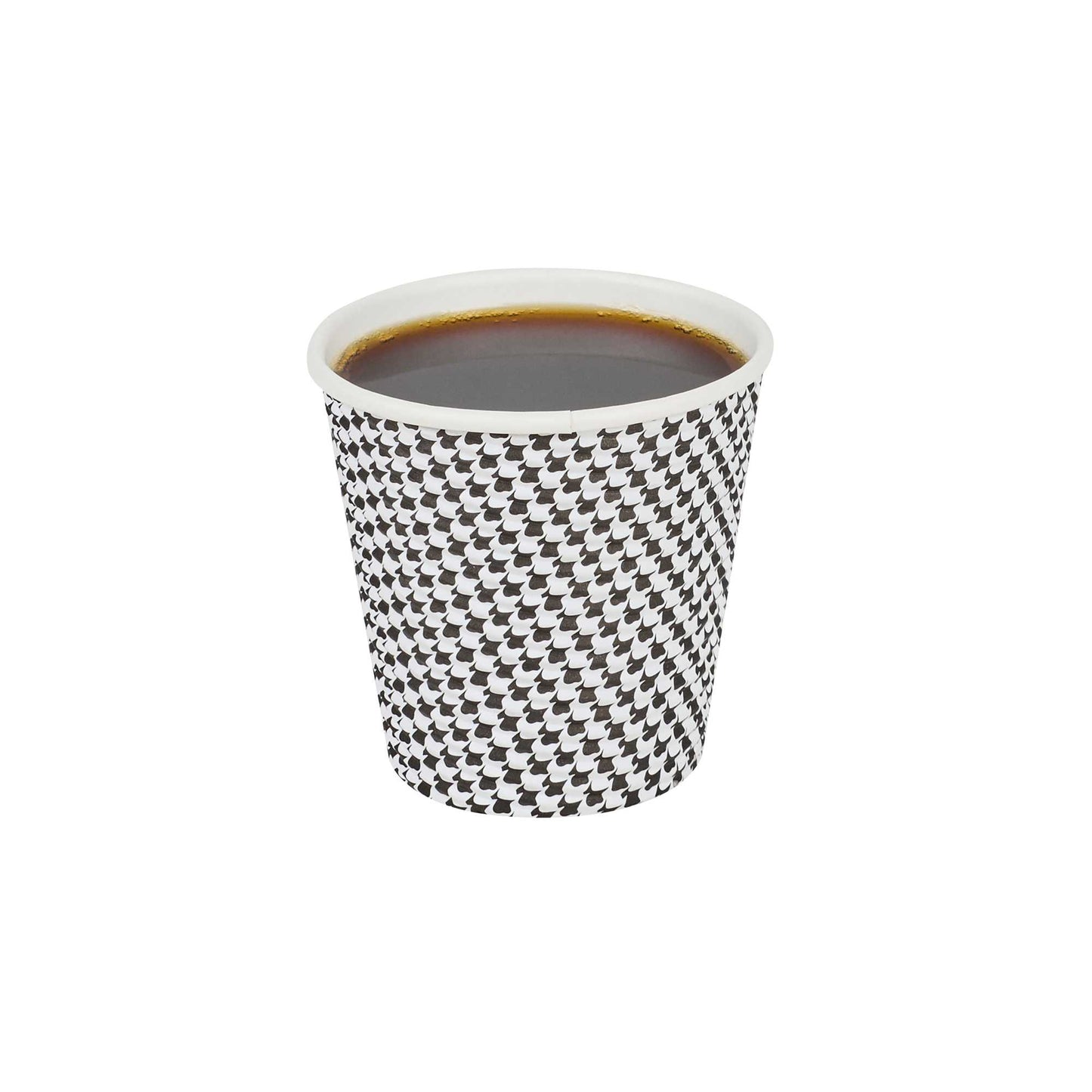 Restpresso 8 oz Houndstooth Paper Coffee Cup - Spiral Wall, Houndstooth - 3 1/2" x 3 1/2" x 3 1/4" - 500 count box