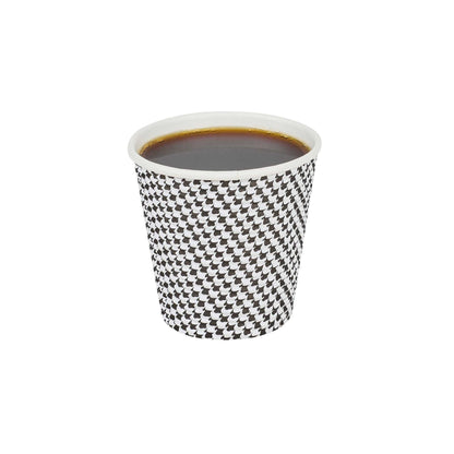 Restpresso 8 oz Houndstooth Paper Coffee Cup - Spiral Wall - 3 1/2" x 3 1/2" x 3 1/4" - 25 count box