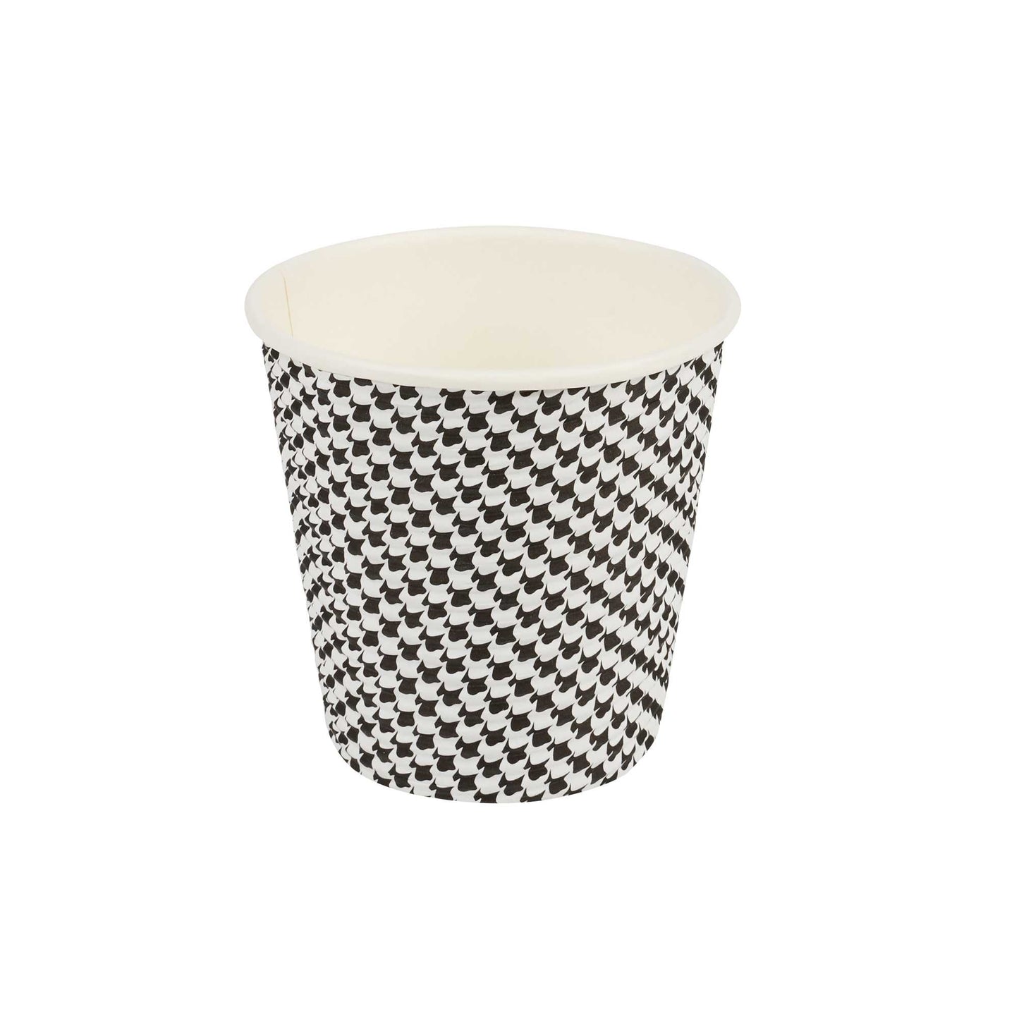 Restpresso 8 oz Houndstooth Paper Coffee Cup - Spiral Wall - 3 1/2" x 3 1/2" x 3 1/4" - 25 count box