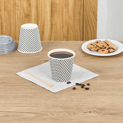 Restpresso 8 oz Houndstooth Paper Coffee Cup - Spiral Wall - 3 1/2" x 3 1/2" x 3 1/4" - 25 count box
