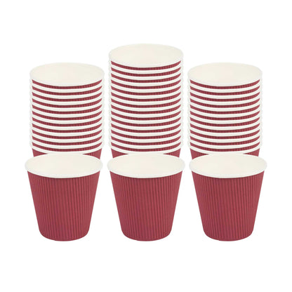 Restpresso 8 oz Crimson Paper Coffee Cup - Ripple Wall - 3 1/2" x 3 1/2" x 3 1/4" - 500 count box