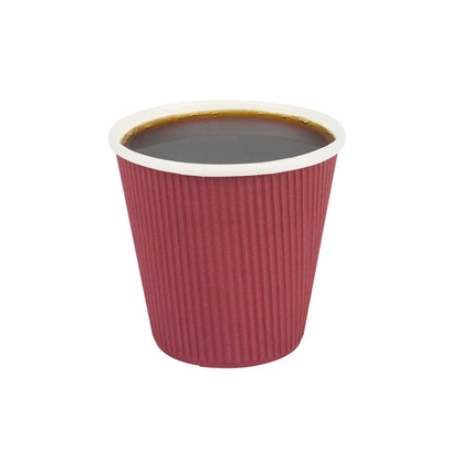 Restpresso 8 oz Crimson Paper Coffee Cup - Ripple Wall - 3 1/2" x 3 1/2" x 3 1/4" - 25 count box
