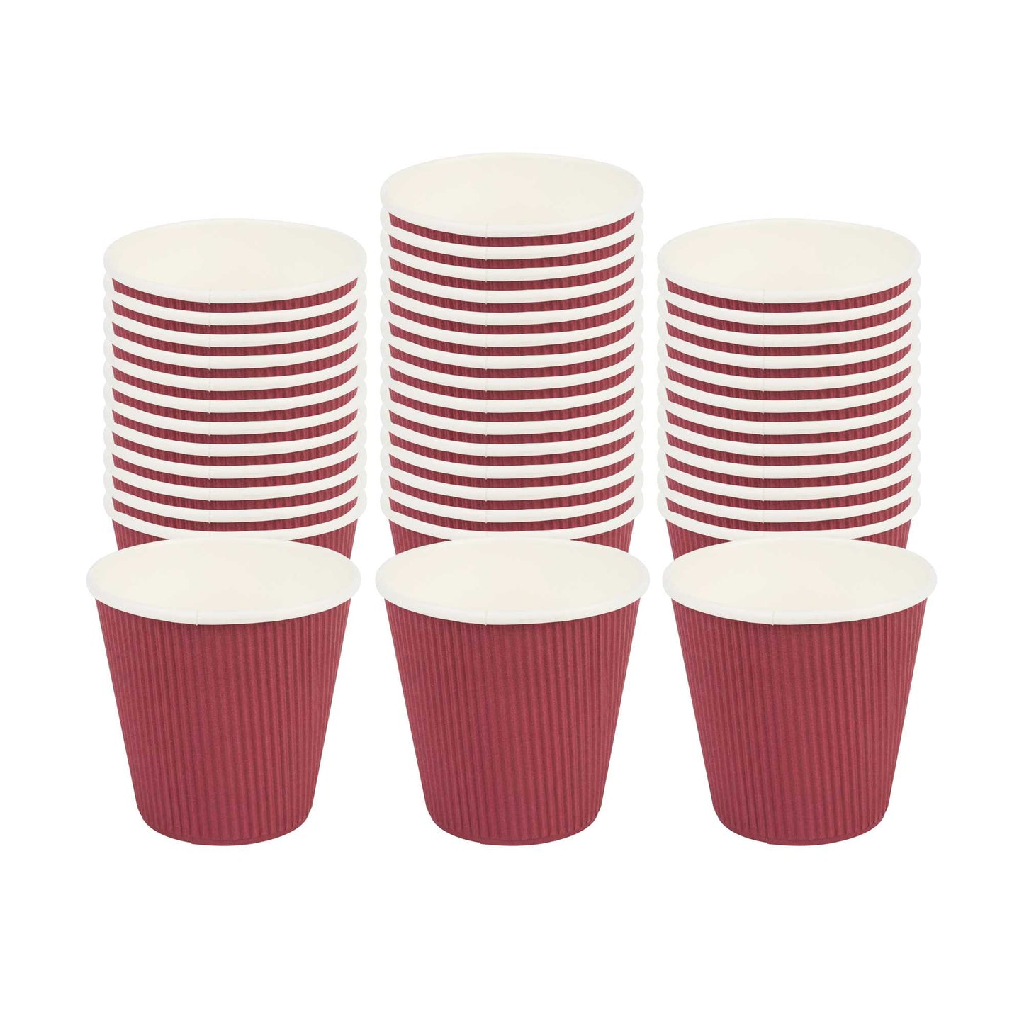 Restpresso 8 oz Crimson Paper Coffee Cup - Ripple Wall - 3 1/2" x 3 1/2" x 3 1/4" - 25 count box