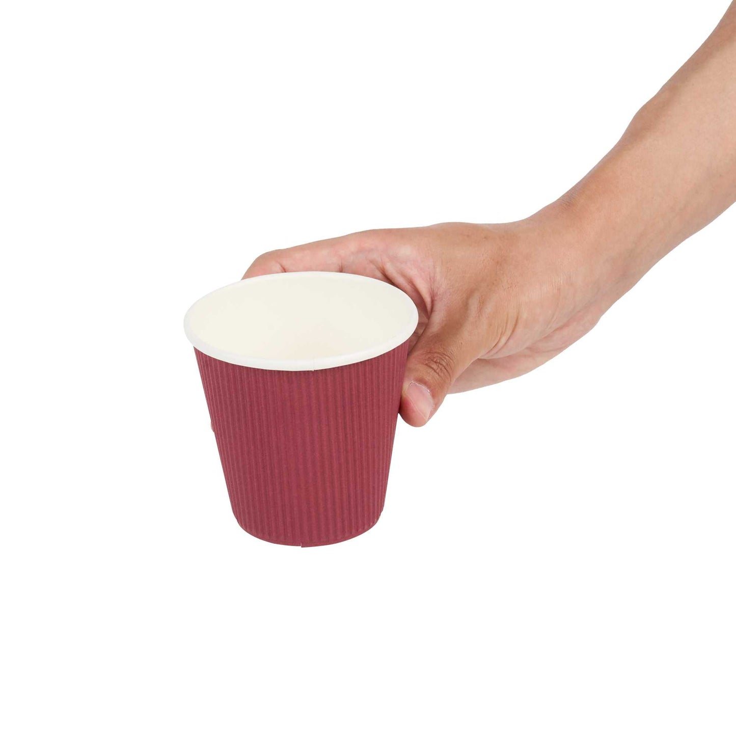Restpresso 8 oz Crimson Paper Coffee Cup - Ripple Wall - 3 1/2" x 3 1/2" x 3 1/4" - 25 count box