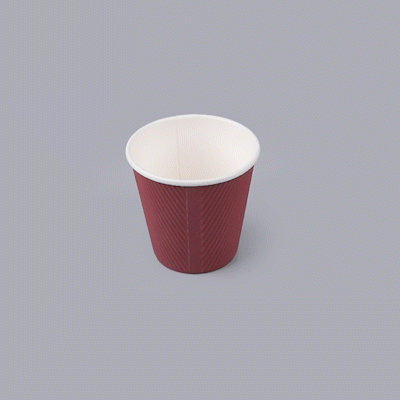 Restpresso 8 oz Crimson Paper Coffee Cup - Ripple Wall - 3 1/2" x 3 1/2" x 3 1/4" - 25 count box