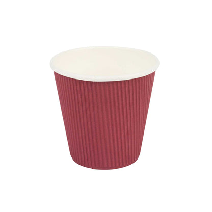 Restpresso 8 oz Crimson Paper Coffee Cup - Ripple Wall - 3 1/2" x 3 1/2" x 3 1/4" - 25 count box
