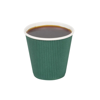 Restpresso 8 oz Forest Green Paper Coffee Cup - Ripple Wall - 3 1/2" x 3 1/2" x 3 1/4" - 500 count box