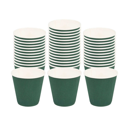 Restpresso 8 oz Forest Green Paper Coffee Cup - Ripple Wall - 3 1/2" x 3 1/2" x 3 1/4" - 500 count box