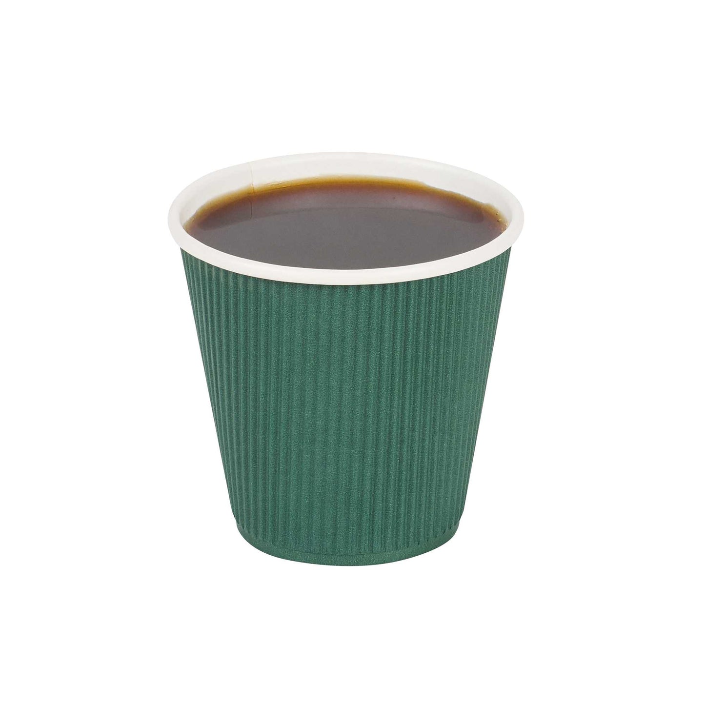 Restpresso 8 oz Forest Green Paper Coffee Cup - Ripple Wall - 3 1/2" x 3 1/2" x 3 1/4" - 25 count box