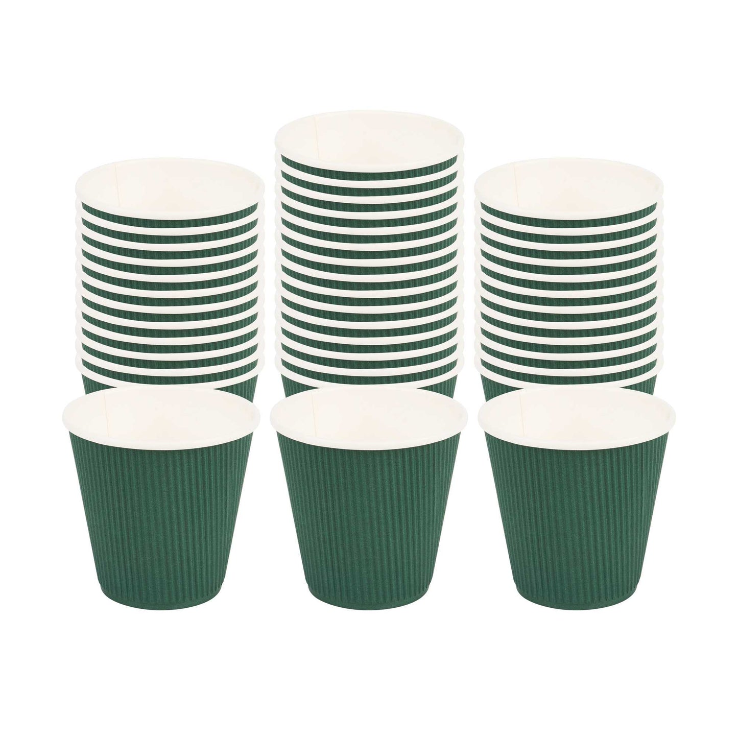Restpresso 8 oz Forest Green Paper Coffee Cup - Ripple Wall - 3 1/2" x 3 1/2" x 3 1/4" - 25 count box