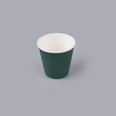 Restpresso 8 oz Forest Green Paper Coffee Cup - Ripple Wall - 3 1/2" x 3 1/2" x 3 1/4" - 25 count box