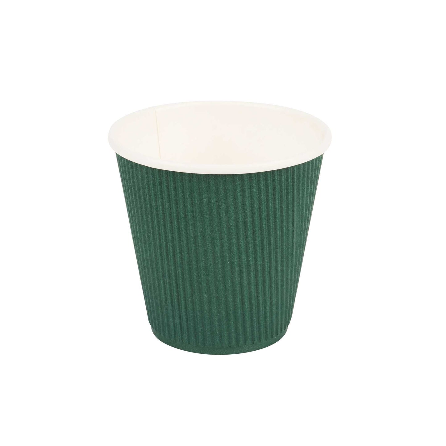 Restpresso 8 oz Forest Green Paper Coffee Cup - Ripple Wall - 3 1/2" x 3 1/2" x 3 1/4" - 25 count box