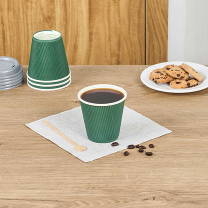 Restpresso 8 oz Forest Green Paper Coffee Cup - Ripple Wall - 3 1/2" x 3 1/2" x 3 1/4" - 25 count box