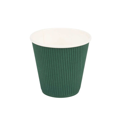 Restpresso 8 oz Forest Green Paper Coffee Cup - Ripple Wall - 3 1/2" x 3 1/2" x 3 1/4" - 500 count box