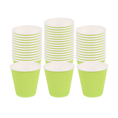 Restpresso 8 oz Eco Green Paper Coffee Cup - Ripple Wall - 3 1/2" x 3 1/2" x 3 1/4" - 25 count box