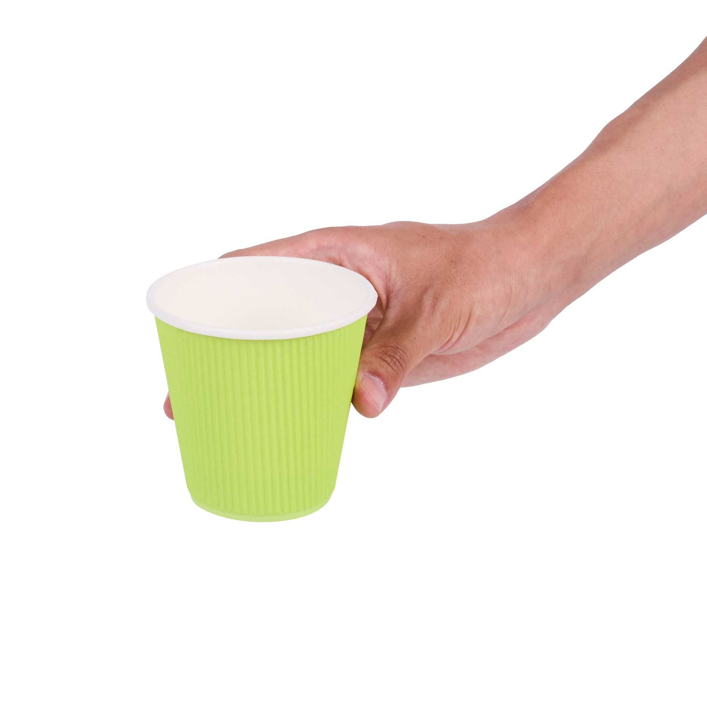 Restpresso 8 oz Eco Green Paper Coffee Cup - Ripple Wall - 3 1/2" x 3 1/2" x 3 1/4" - 25 count box