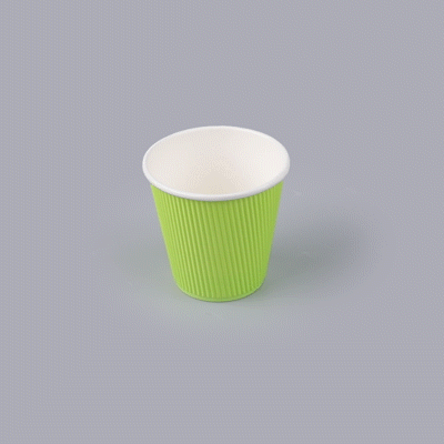Restpresso 8 oz Eco Green Paper Coffee Cup - Ripple Wall - 3 1/2" x 3 1/2" x 3 1/4" - 25 count box