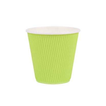 Restpresso 8 oz Eco Green Paper Coffee Cup - Ripple Wall - 3 1/2" x 3 1/2" x 3 1/4" - 500 count box