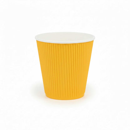 Restpresso 8 oz Yellow Paper Coffee Cup - Ripple Wall - 3 1/2" x 3 1/2" x 3 1/4" - 500 count box
