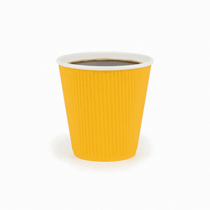 Restpresso 8 oz Yellow Paper Coffee Cup - Ripple Wall - 3 1/2" x 3 1/2" x 3 1/4" - 500 count box