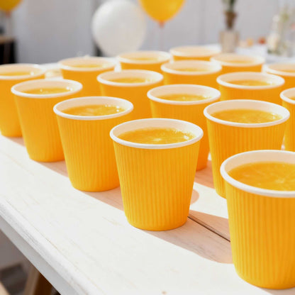 Restpresso 8 oz Yellow Paper Coffee Cup - Ripple Wall - 3 1/2" x 3 1/2" x 3 1/4" - 500 count box
