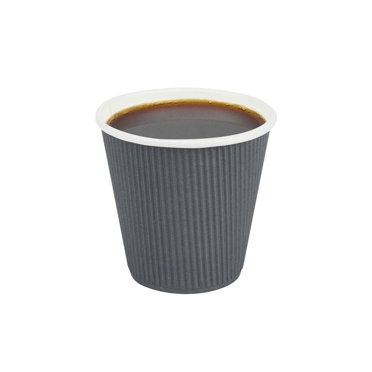 Restpresso 8 oz Gray Paper Coffee Cup - Ripple Wall - 3 1/2" x 3 1/2" x 3 1/4" - 25 count box