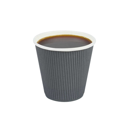 Restpresso 8 oz Gray Paper Coffee Cup - Ripple Wall - 3 1/2" x 3 1/2" x 3 1/4" - 25 count box