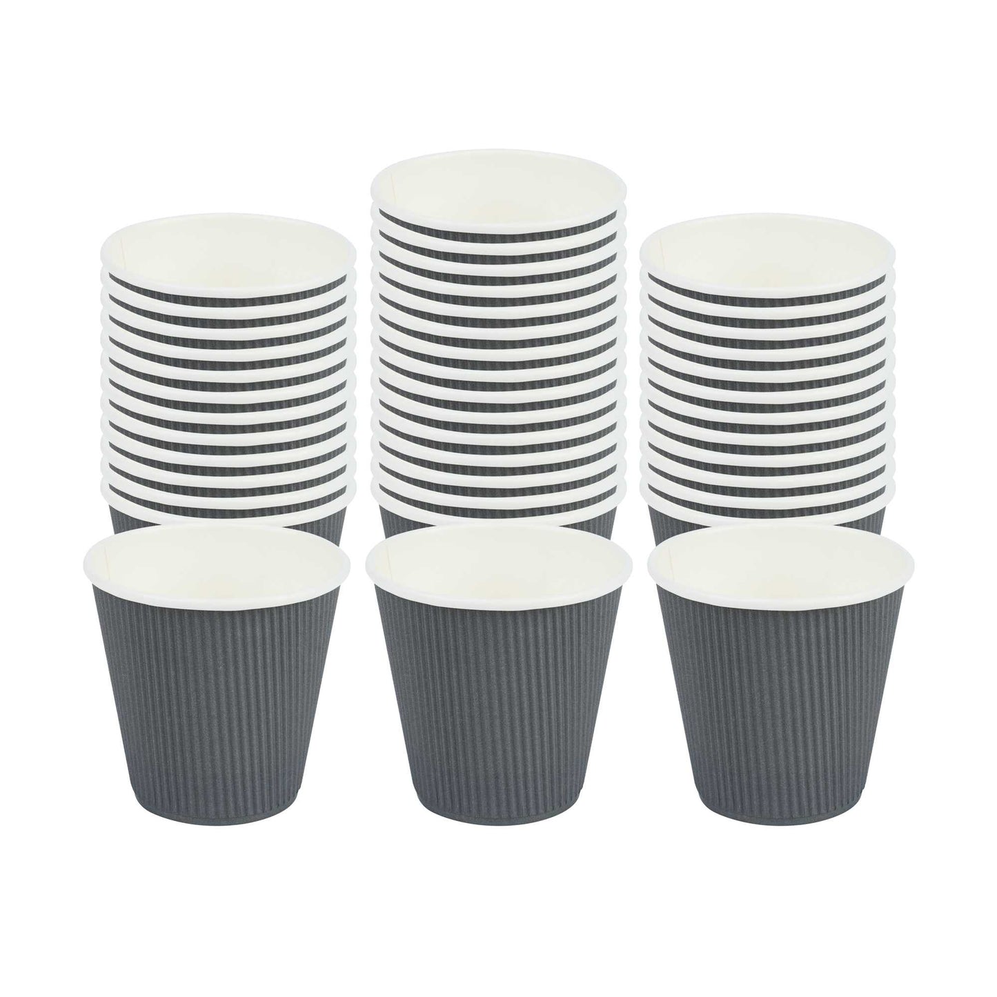 Restpresso 8 oz Gray Paper Coffee Cup - Ripple Wall - 3 1/2" x 3 1/2" x 3 1/4" - 25 count box
