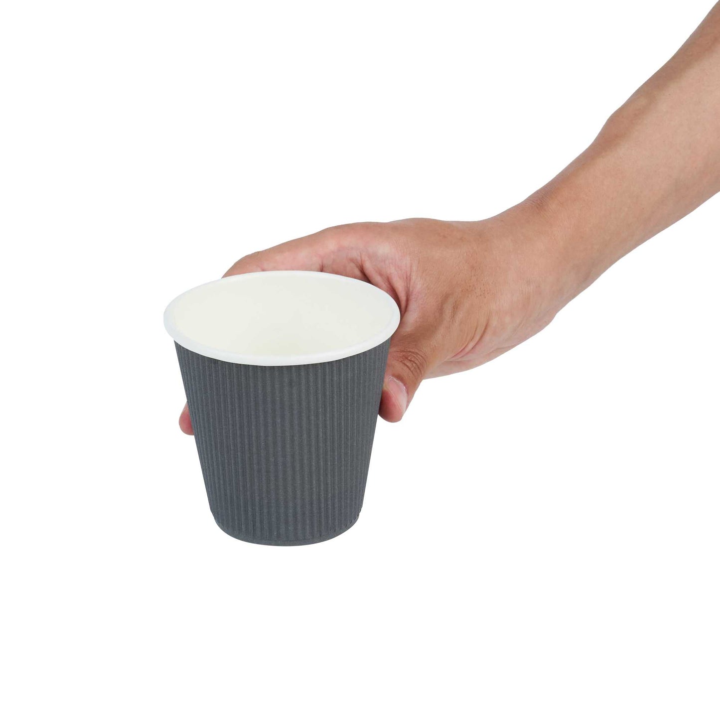 Restpresso 8 oz Gray Paper Coffee Cup - Ripple Wall - 3 1/2" x 3 1/2" x 3 1/4" - 25 count box