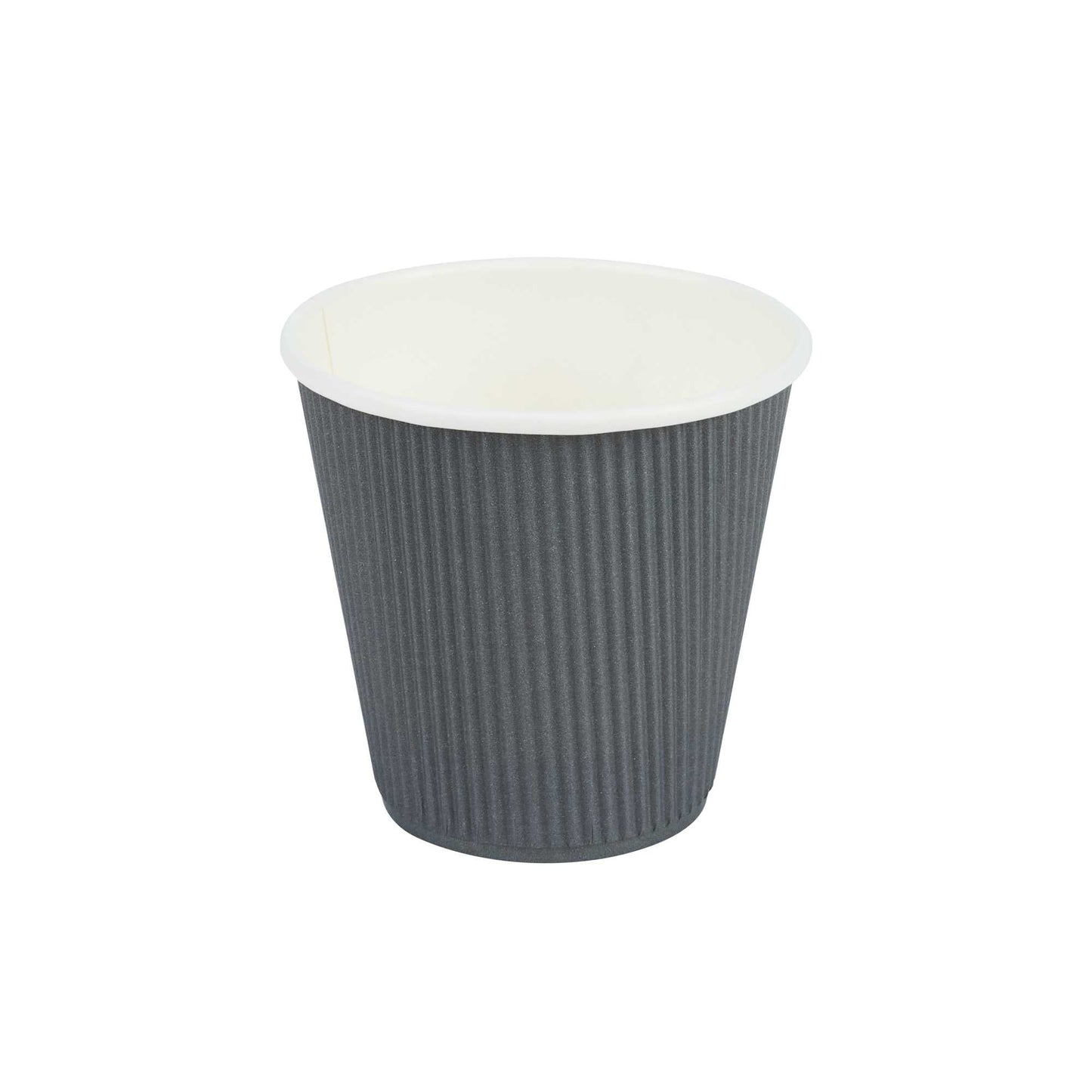Restpresso 8 oz Gray Paper Coffee Cup - Ripple Wall - 3 1/2" x 3 1/2" x 3 1/4" - 25 count box