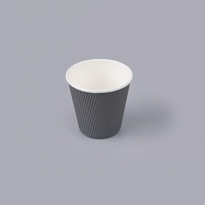 Restpresso 8 oz Gray Paper Coffee Cup - Ripple Wall - 3 1/2" x 3 1/2" x 3 1/4" - 500 count box