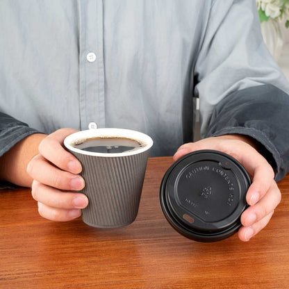 Restpresso 8 oz Gray Paper Coffee Cup - Ripple Wall - 3 1/2" x 3 1/2" x 3 1/4" - 500 count box