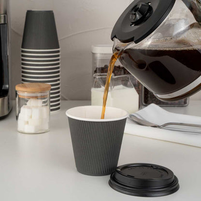 Restpresso 8 oz Gray Paper Coffee Cup - Ripple Wall - 3 1/2" x 3 1/2" x 3 1/4" - 500 count box