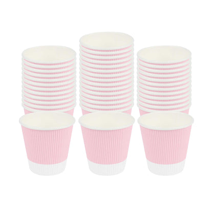 Restpresso 8 oz Light Pink Paper Coffee Cup - Ripple Wall - 3 1/2" x 3 1/2" x 3 1/4" - 500 count box
