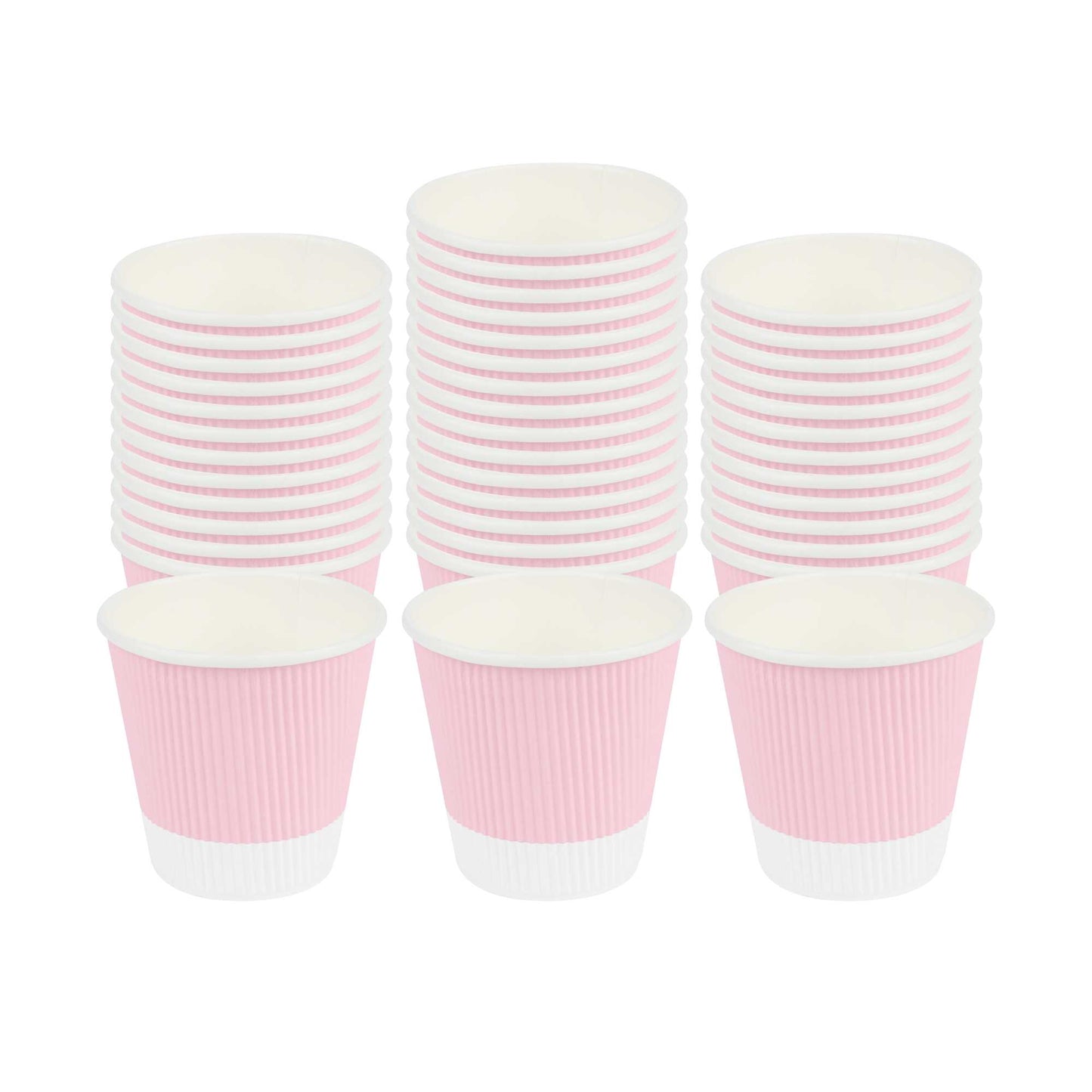 Restpresso 8 oz Light Pink Paper Coffee Cup - Ripple Wall - 3 1/2" x 3 1/2" x 3 1/4" - 25 count box