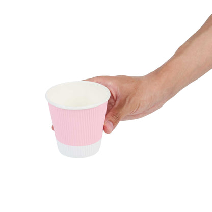 Restpresso 8 oz Light Pink Paper Coffee Cup - Ripple Wall - 3 1/2" x 3 1/2" x 3 1/4" - 25 count box