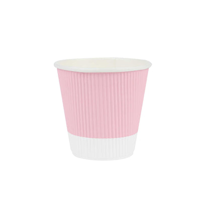 Restpresso 8 oz Light Pink Paper Coffee Cup - Ripple Wall - 3 1/2" x 3 1/2" x 3 1/4" - 25 count box
