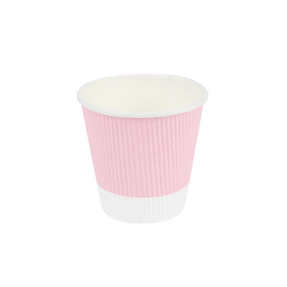 Restpresso 8 oz Light Pink Paper Coffee Cup - Ripple Wall - 3 1/2" x 3 1/2" x 3 1/4" - 500 count box