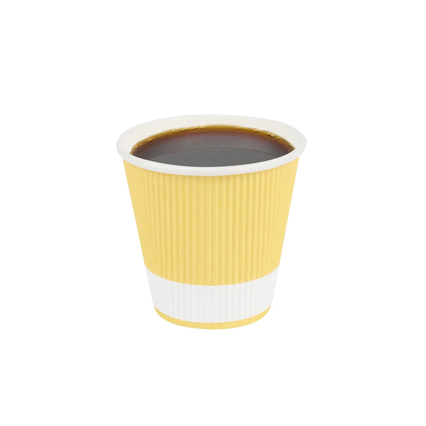 Restpresso 8 oz Light Yellow Paper Coffee Cup - Ripple Wall - 3 1/2" x 3 1/2" x 3 1/4" - 25 count box