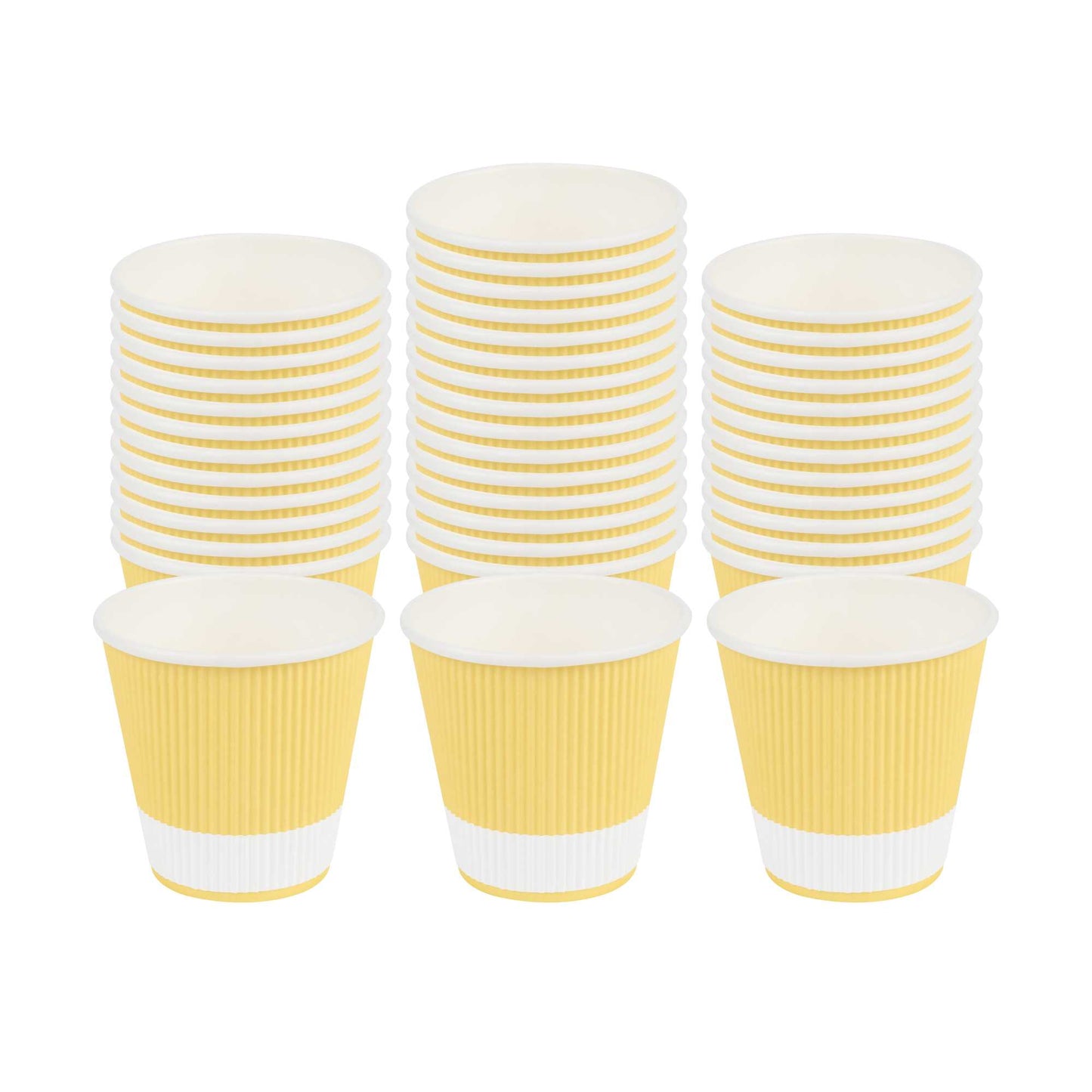 Restpresso 8 oz Light Yellow Paper Coffee Cup - Ripple Wall - 3 1/2" x 3 1/2" x 3 1/4" - 25 count box
