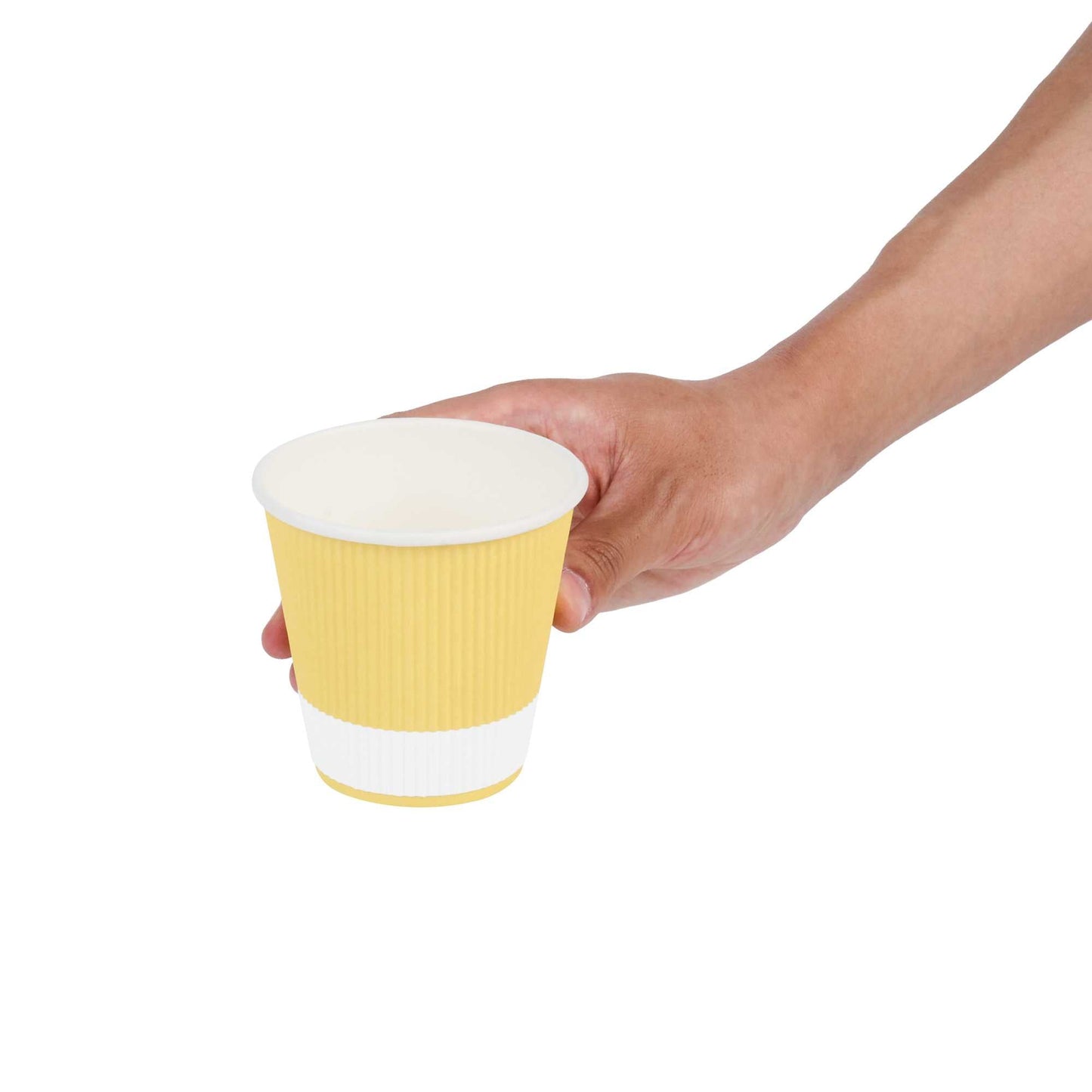 Restpresso 8 oz Light Yellow Paper Coffee Cup - Ripple Wall - 3 1/2" x 3 1/2" x 3 1/4" - 25 count box