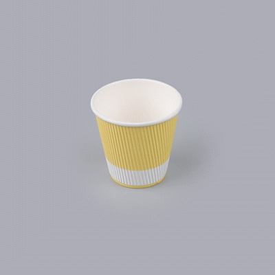 Restpresso 8 oz Light Yellow Paper Coffee Cup - Ripple Wall - 3 1/2" x 3 1/2" x 3 1/4" - 25 count box