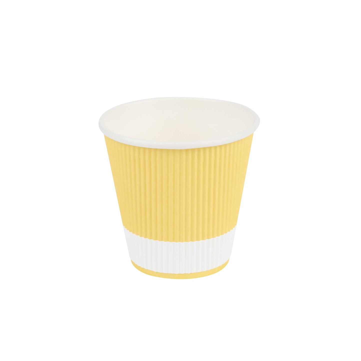 Restpresso 8 oz Light Yellow Paper Coffee Cup - Ripple Wall - 3 1/2" x 3 1/2" x 3 1/4" - 25 count box