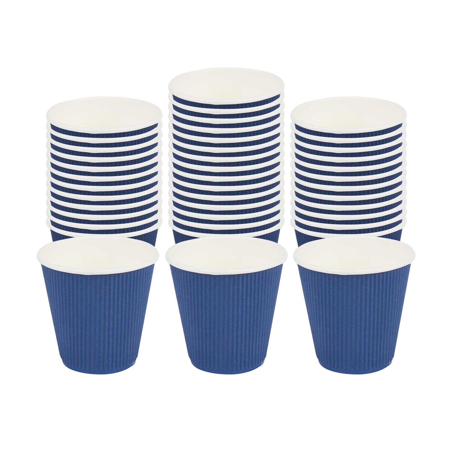 Restpresso 8 oz Midnight Blue Paper Coffee Cup - Ripple Wall - 3 1/2" x 3 1/2" x 3 1/4" - 500 count box