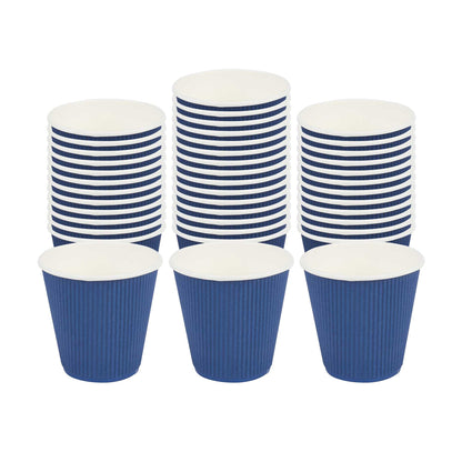 Restpresso 8 oz Midnight Blue Paper Coffee Cup - Ripple Wall - 3 1/2" x 3 1/2" x 3 1/4" - 500 count box